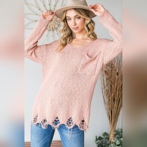Shredded Style Sweater Rose Smoke